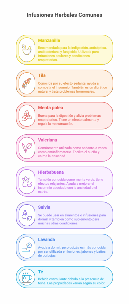 ilustración con las infusiones más comunes
