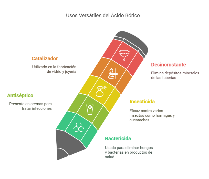 Ácido Bórico. Qué es, para qué sirve y dónde comprarlo 2 ilustración con los usos del ácido bórico