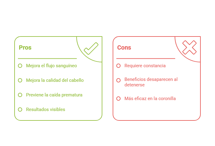 ilustración de pros y contras del minoxidil