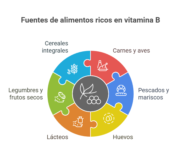 Alimentos Ricos en Vitamina B. Lista Completa 1 ilustración de alimentos con más vitamina B
